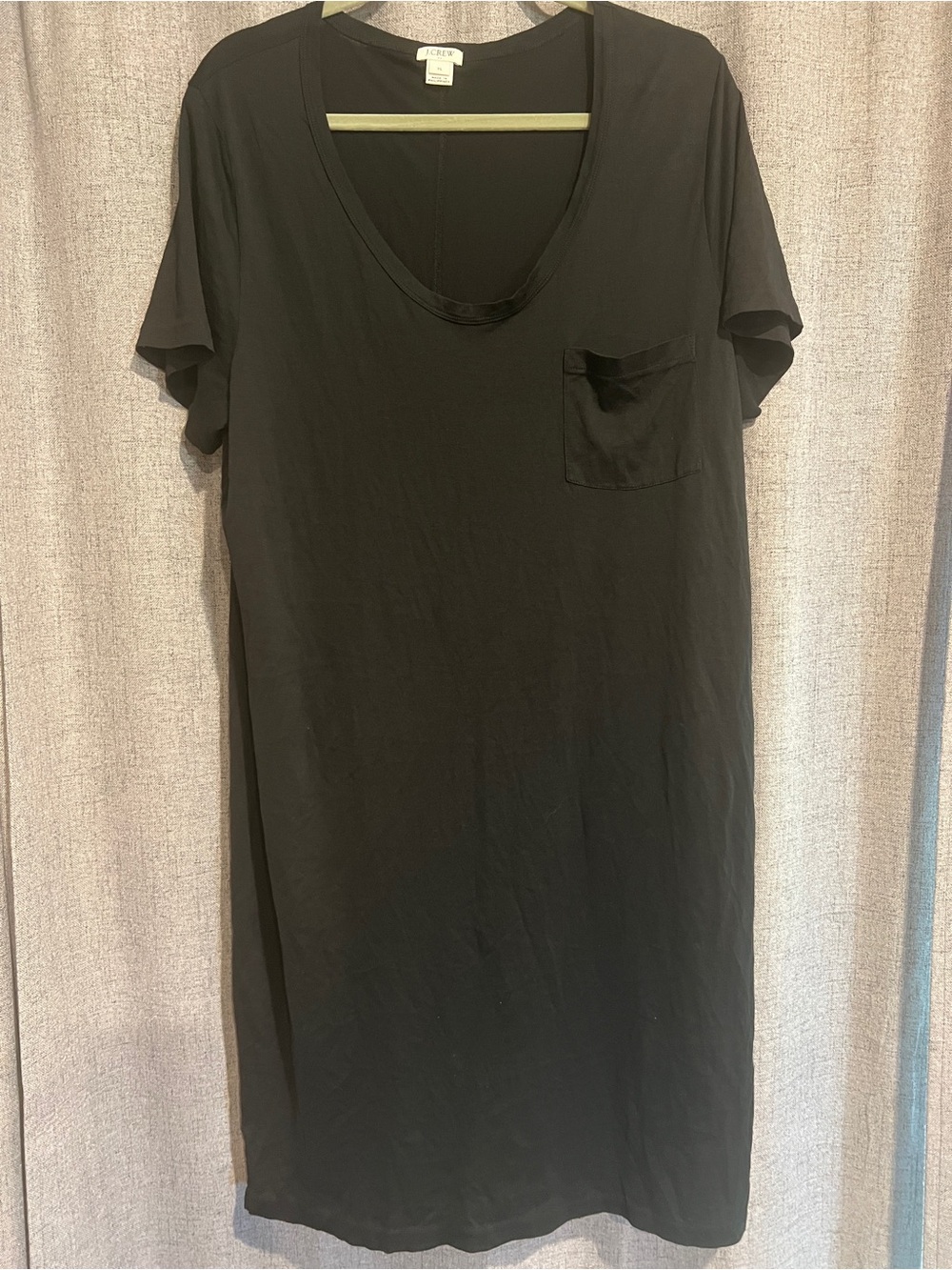 J. Crew Black V-Neck Pocket T-shirt Dress